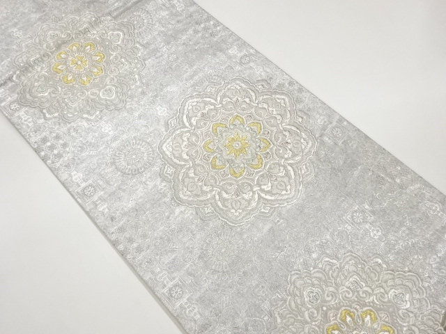 JAPANESE KIMONO / FUKURO OBI / HIKIHAKU / WOVEN FLOWER CREST 